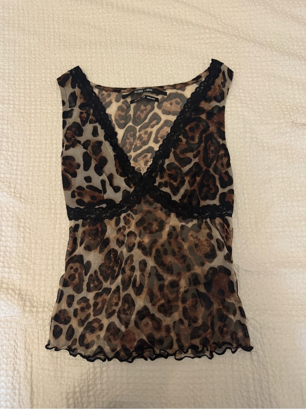 Urban Outfitters Leopard Print Lace-Trim Tank - Brown & Black